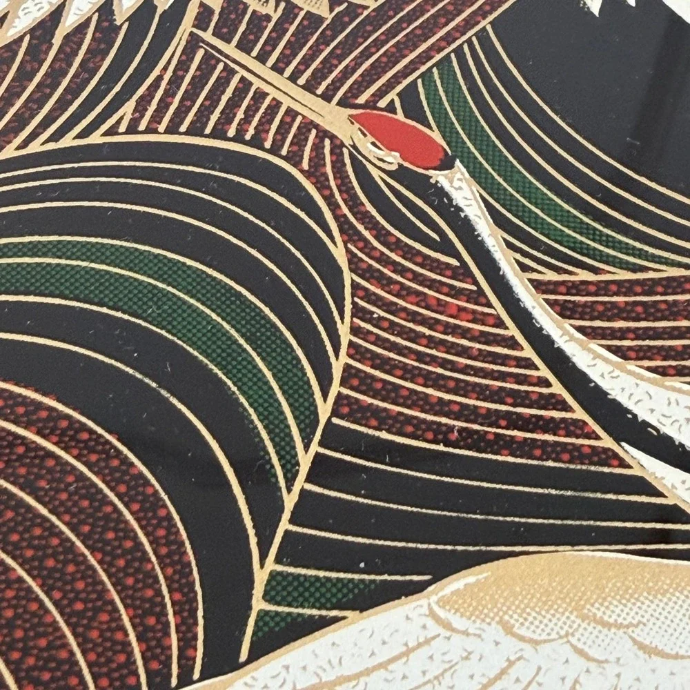 Vintage Japanese Lacquer Photo Album Flying Cranes‎ Gold